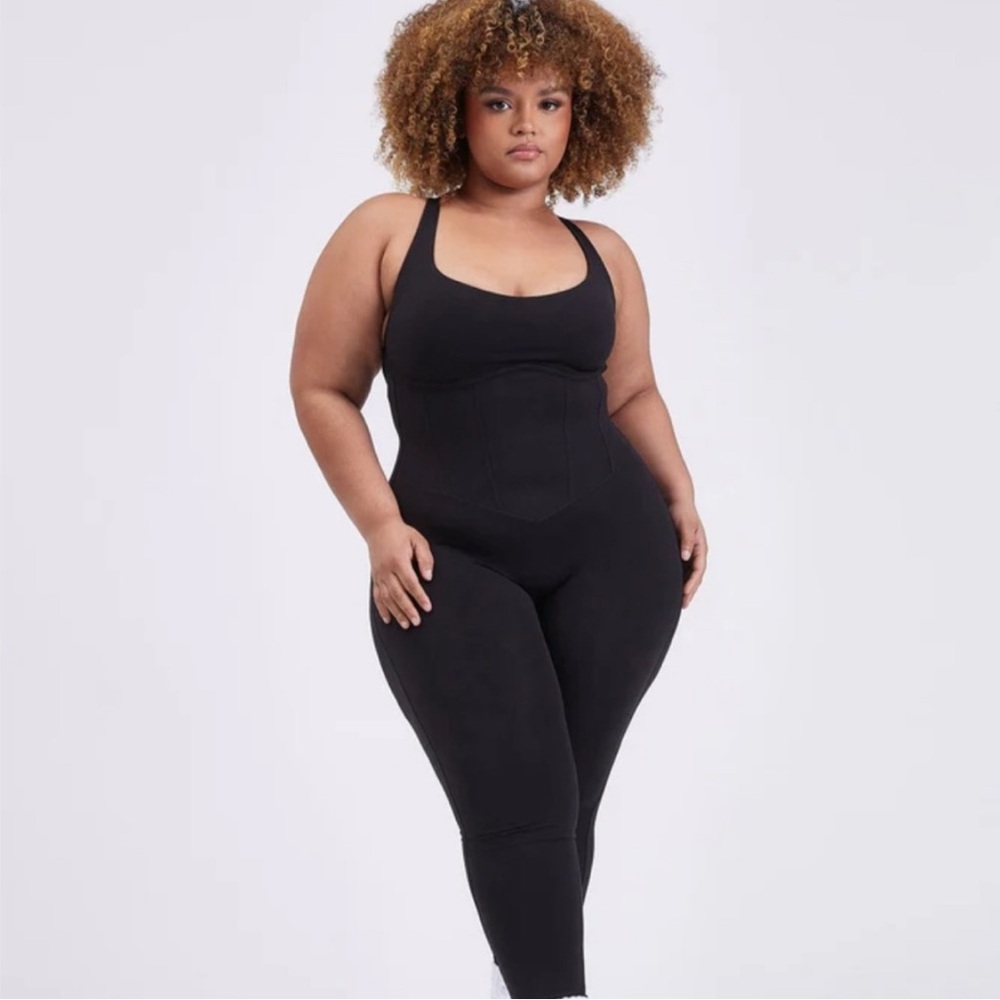 BuffBunny Black Minimalist Jumpsuit with Scoop Neckline